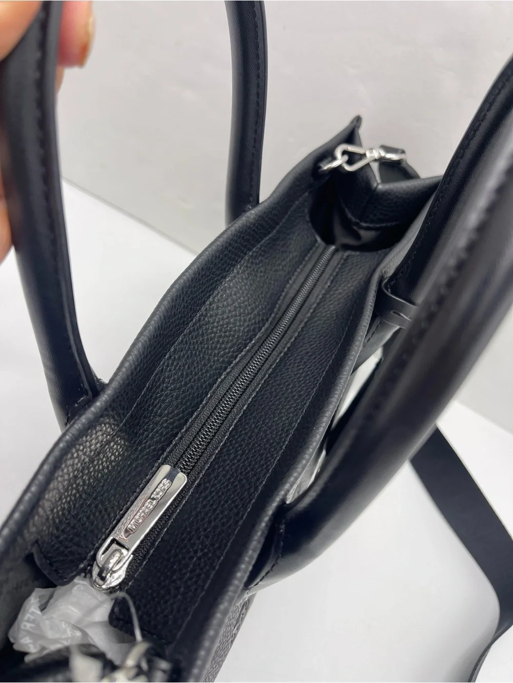 MICHAEL KORS Mirella Md Logo Debossed Satchel Shoulder Tote Crossbody Black NWT
